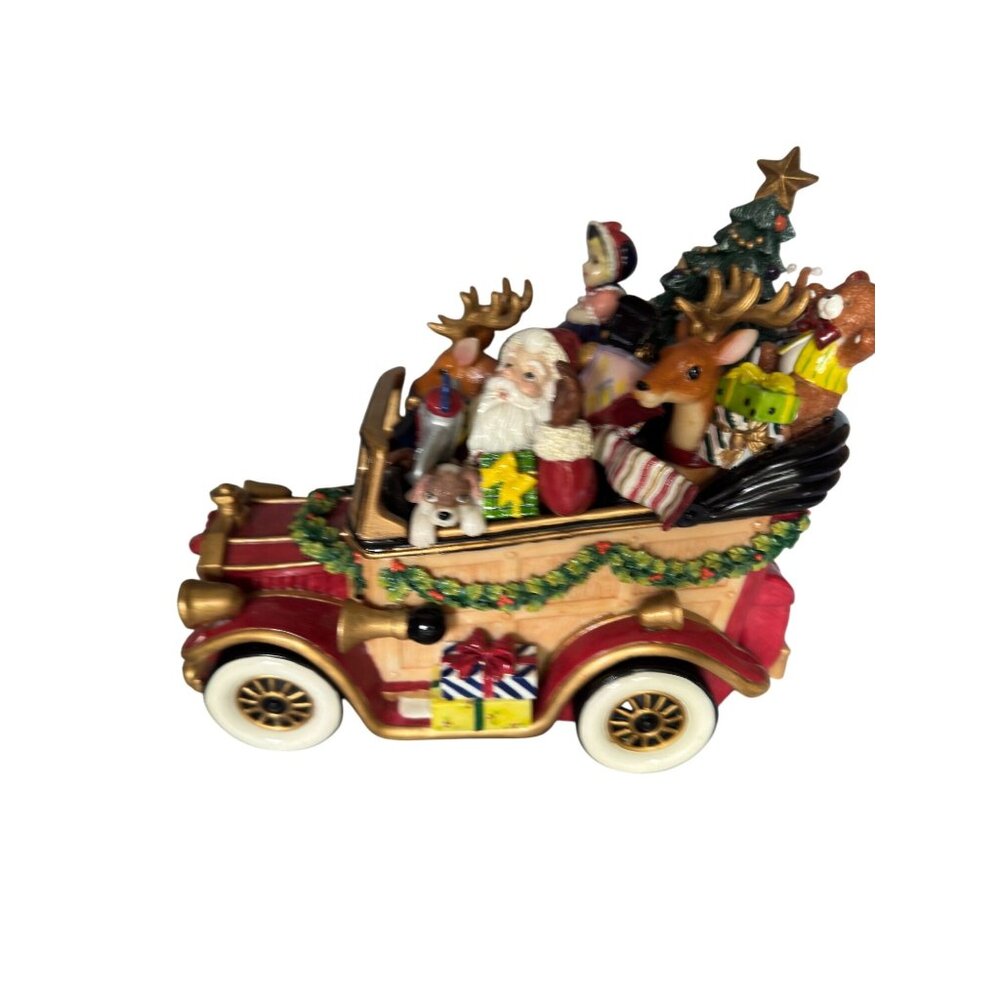 Fitz & Floyd Santa Musical Car Plays "Here Comes Santa Claus" With Original Box - Picture 1 of 7